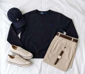 Polo Ralph Lauren Navy Crewneck Sweatshirt Minimal Preppy